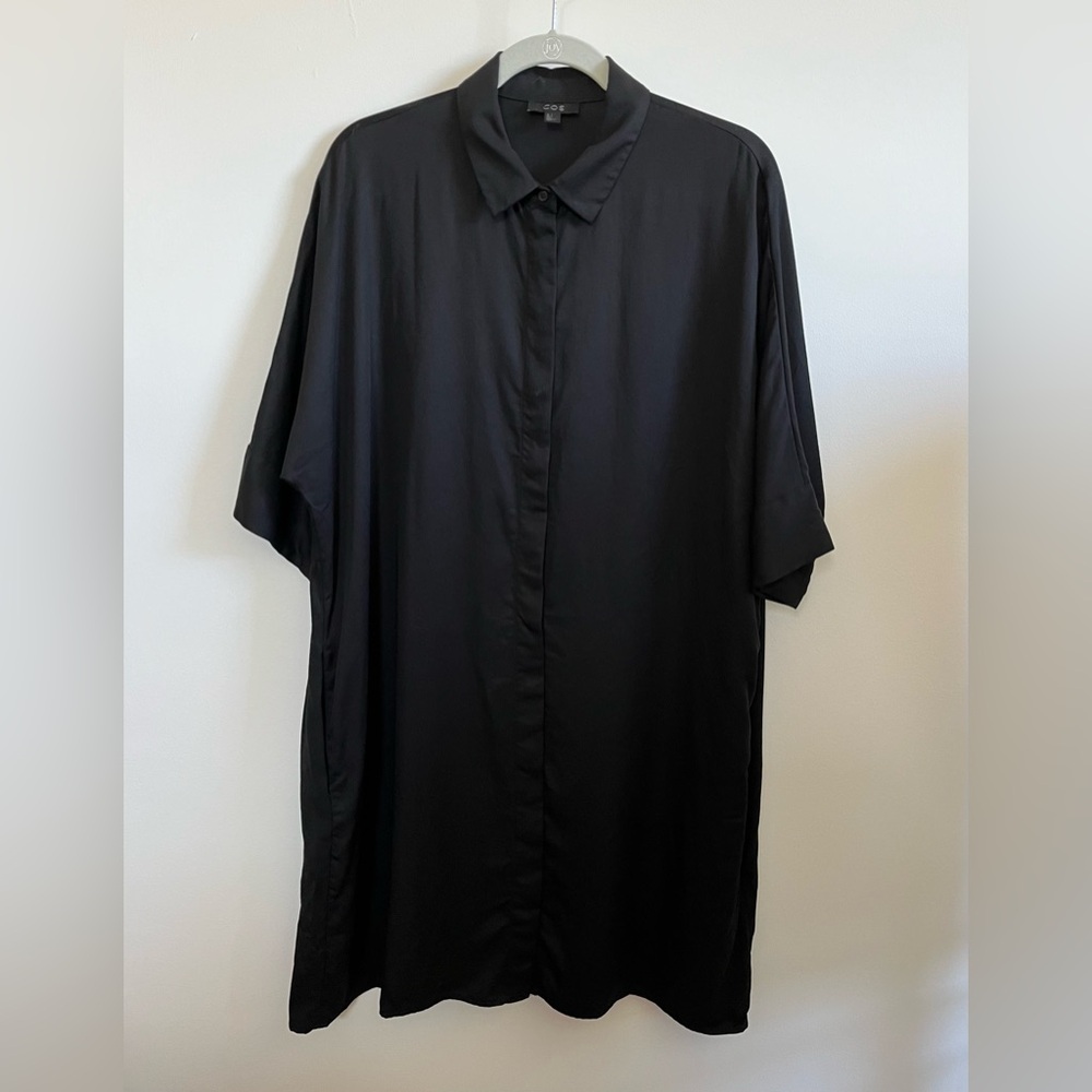COS oversize shirt dress in black